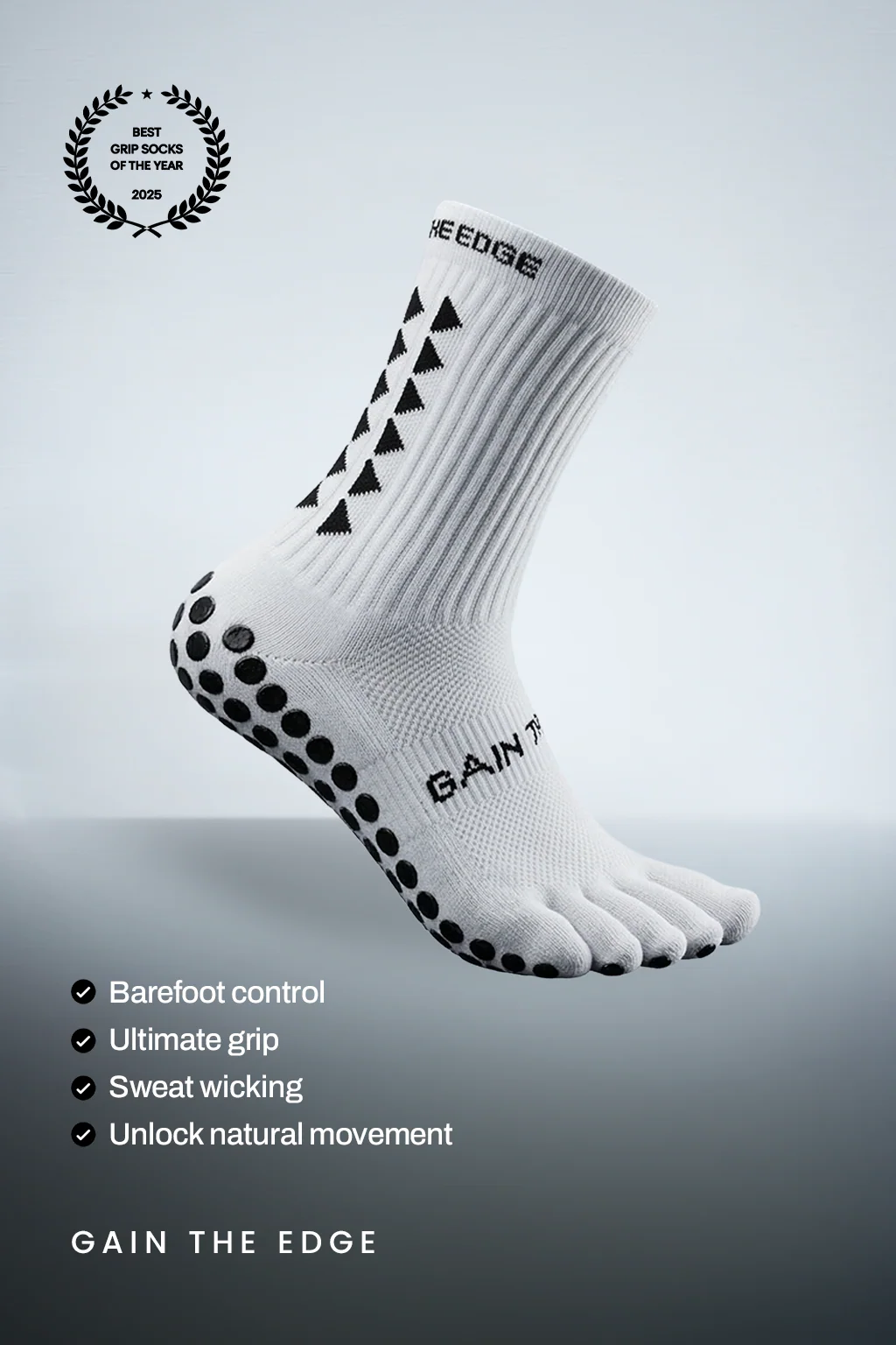 BAREFOOT GRIP SOCKS 3.0 MidCalf Length - White - Image 3